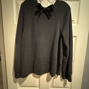 J. Crew Charcoal Sweater with Black Bow